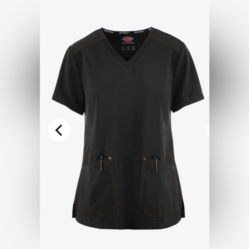 Dickies Riveting Single Pocket Scrub Top NWT Black Size XSmall